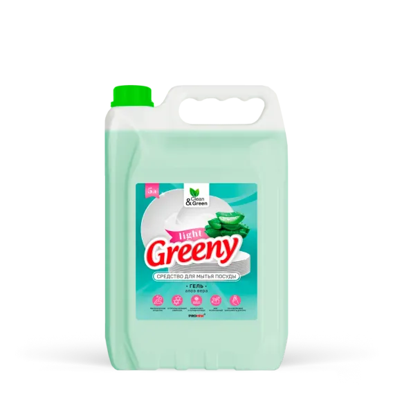 Средство для мытья посуды "Greeny" Light "Алоэ вера" 5 л. (ПЭНД) Clean&Green CG8442
