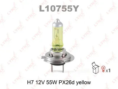 Лампа накаливания Lynxauto галогенная (H7 12V 55W PX26d YELLOW)