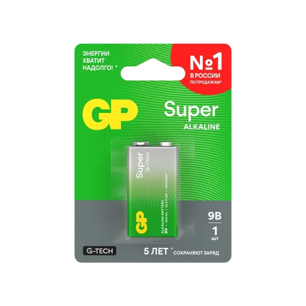 Алкалиновая батарейка GP Super Alkaline G-Tech 9V Крона - 1 шт. на блистере