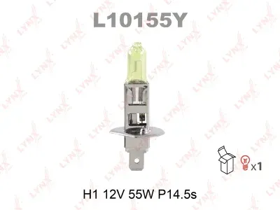 Лампа накаливания Lynxauto галогенная (H1 12V 55W P14,5s YELLOW)