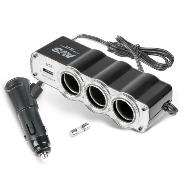 Разветвитель прикуривателя AVS 12/24 (на 3 выхода+USB) CS314U