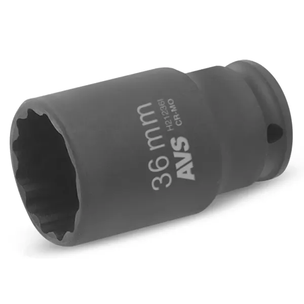 Головка торцевая ударная глубокая 12-гранная 1/2"DR (36 мм) AVS H21236I
