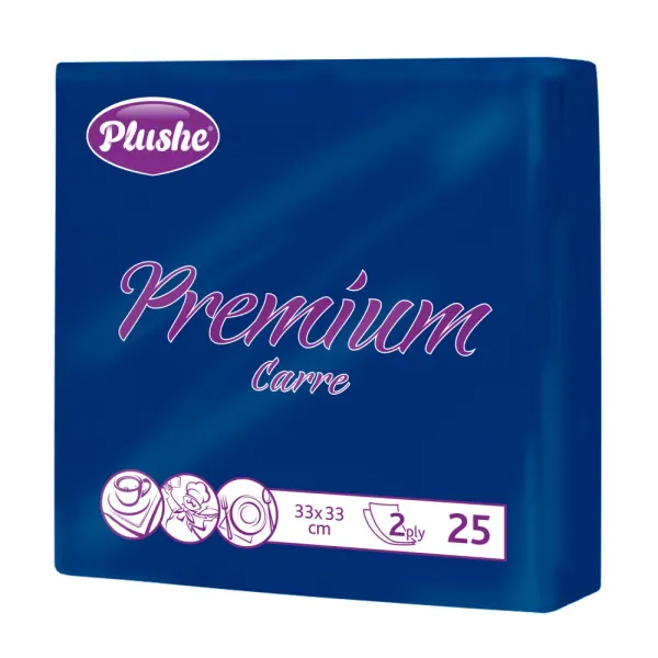 Салфетки бумажные СБ33 Plushe premium carre intensive, 2 слоя, 25 листов, Синий, рамка, 30/уп.