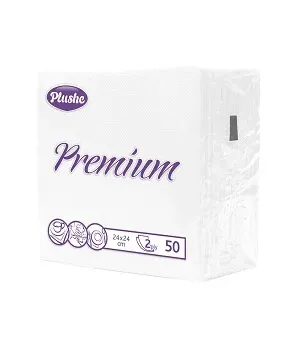 Салфетки бумажные СБ24 Plushe Premium 2 сл, 50 л, рамка, Белый, 30/уп.