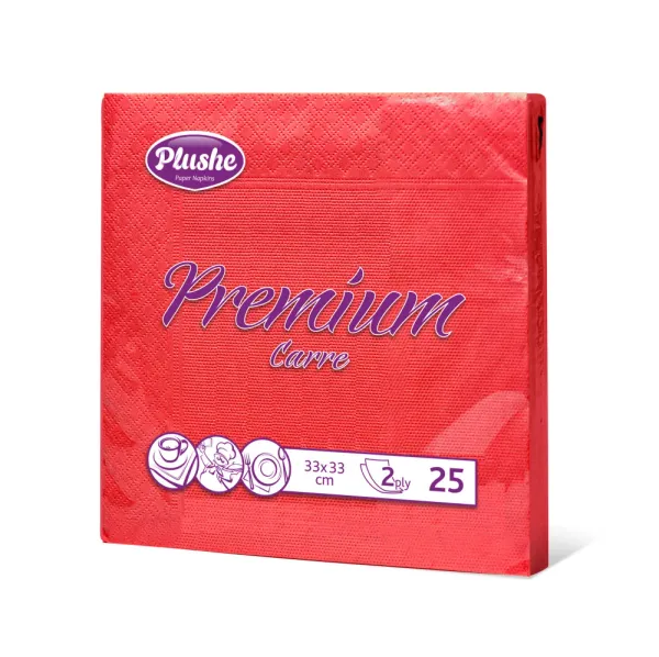 Салфетки бумажные СБ33 Plushe premium carre intensive, 2 слоя, 25 листов, Красный, рамка, 30/уп.