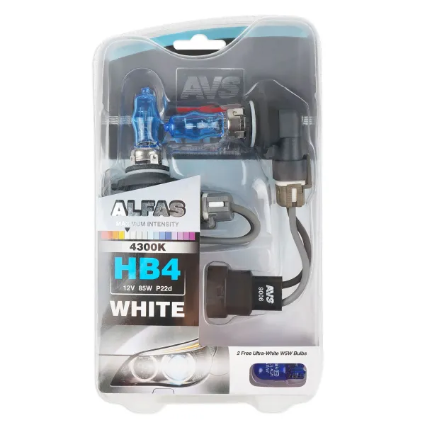 Газонаполненные лампы AVS ALFAS Maximum Intensity 4300K HB4/9006 12V 85W, комплект 2+2 (T-10) шт.