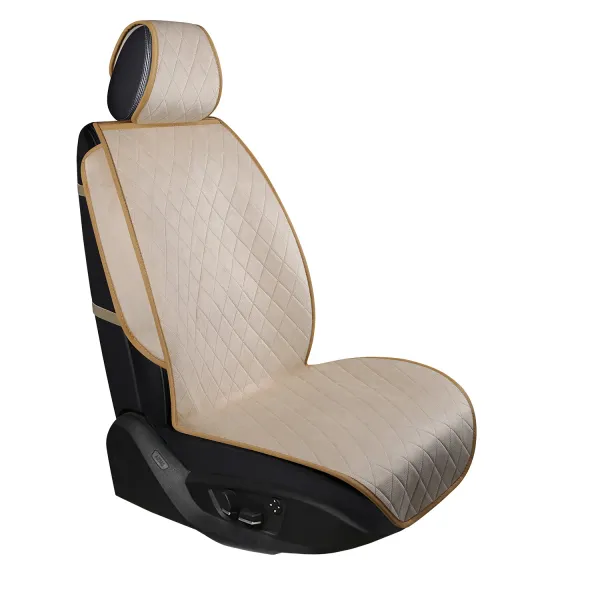 Накидка текстильная AVS VTC-102-W на передние сиденье (бежевый, вельвет), 2 предмета, серия "Cord"