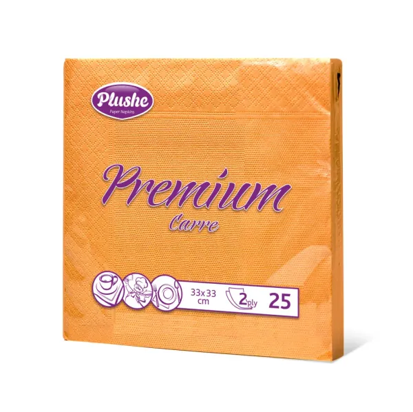 Салфетки бумажные СБ33 Plushe premium carre intensive, 2 слоя, 25 листов, Оранжевый, рамка, 30/уп.