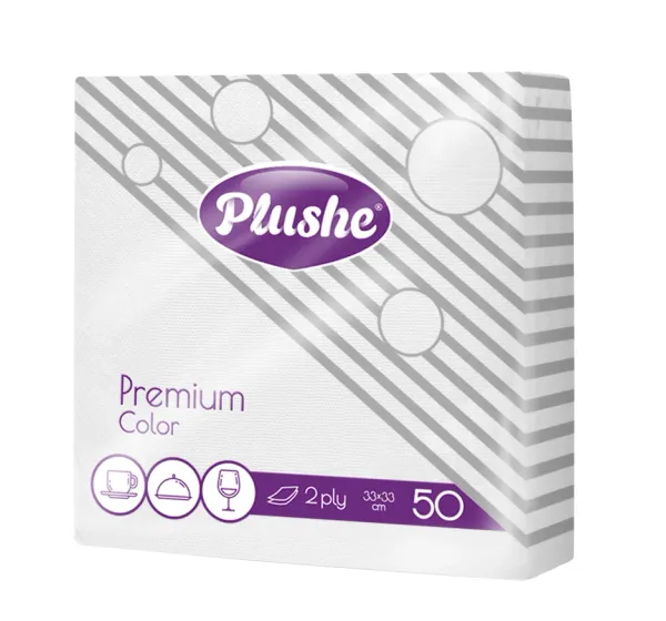 Салфетки бумажные СБ33 Plushe Premium Color, 2 сл, 50 л, Белый/пастель, рамочное, 16/уп.
