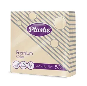 Салфетки бумажные СБ33 Plushe Premium Color, 2 сл, 50 л, Шампань, рамочное, 16/уп.