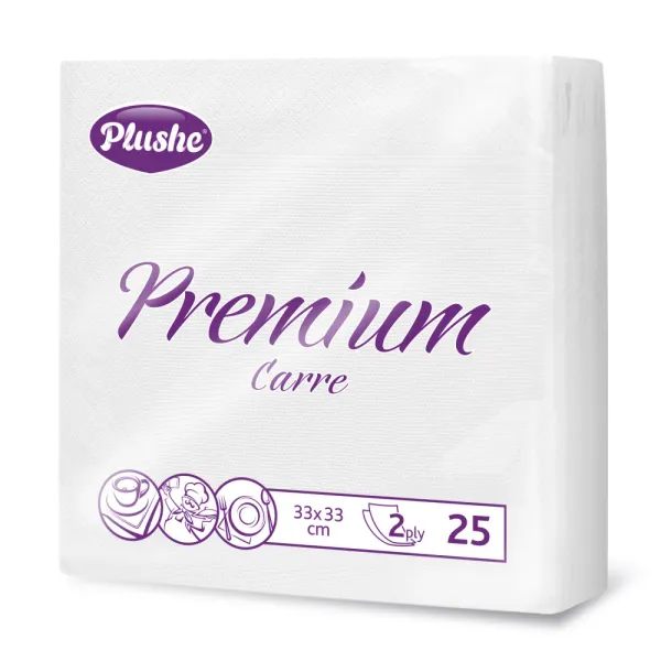 Салфетки бумажные СБ33 Plushe premium carre, 2 слоя, 25 листов, белый/пастель, рамочное. 30/уп.