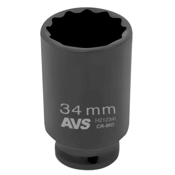 Головка торцевая ударная глубокая 12-гранная 1/2"DR (34 мм) AVS H21234I