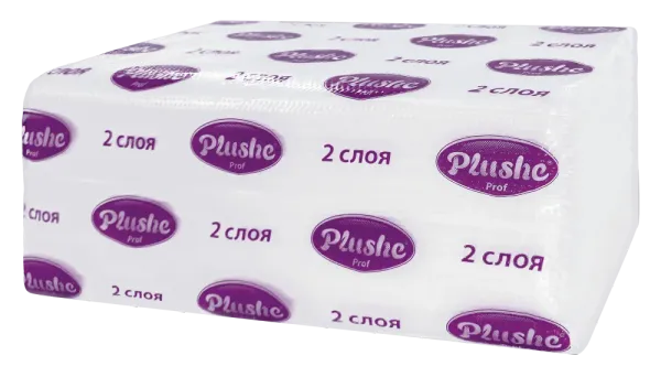 Бумажные полотенца H3, 15 г/м2, V-слож, 2 сл, 150 л, восст. цел, 14/уп, Plushe Prof