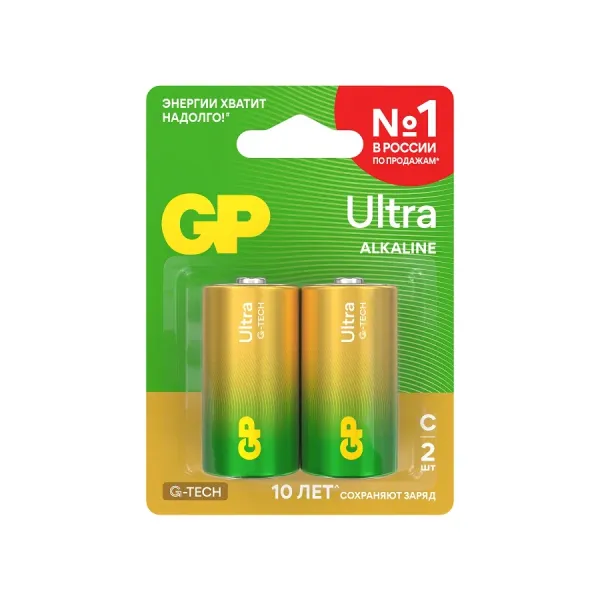 Алкалиновые батарейки GP Ultra Alkaline G-Tech 14А типоразмера C - 2 шт. на блистере