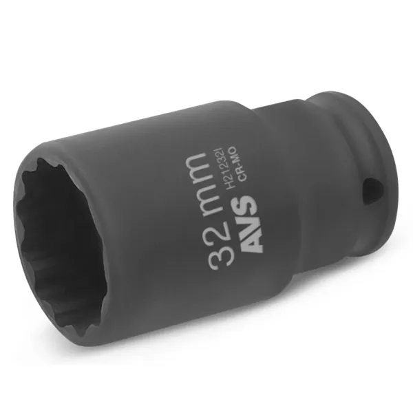 Головка торцевая ударная глубокая 12-гранная 1/2"DR (32 мм) AVS H21232I