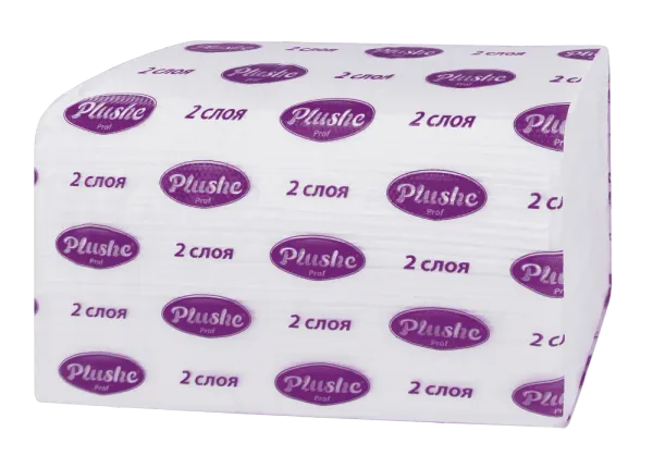 Бумажные полотенца H3, 19 г/м2, V-сложение, 2 сл, 200 листов, 10/уп, Plushe Prof