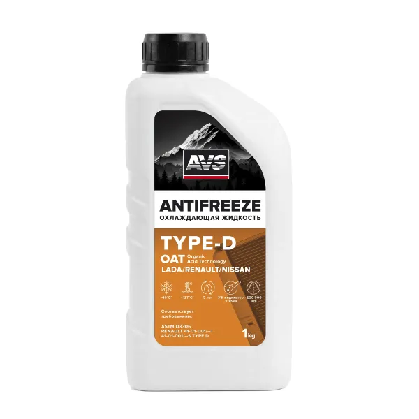 Охлаждающая жидкость Antifreeze LADA\Renault\Nissan G12+ OAT -40С, жёлтый, 1 кг AVS AVK-566