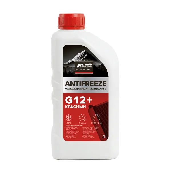 Охлаждающая жидкость Antifreeze G12+ OAT -40С, красный, 1 кг AVS AVK-521