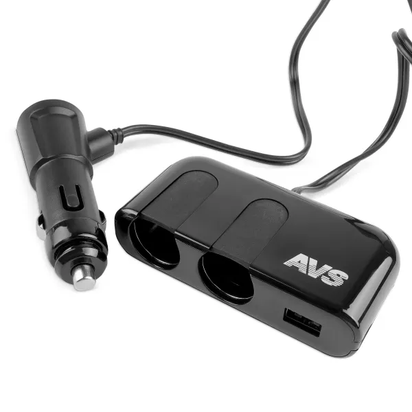 Разветвитель прикуривателя AVS 12/24 (на 2 выхода+ USB) CS232U