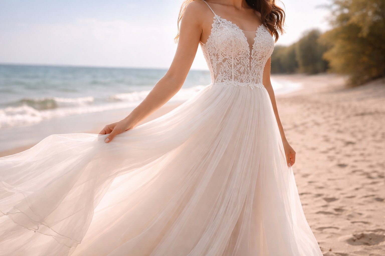 kakaia-tkan-lucse-dlia-svadebnogo-platia-letom