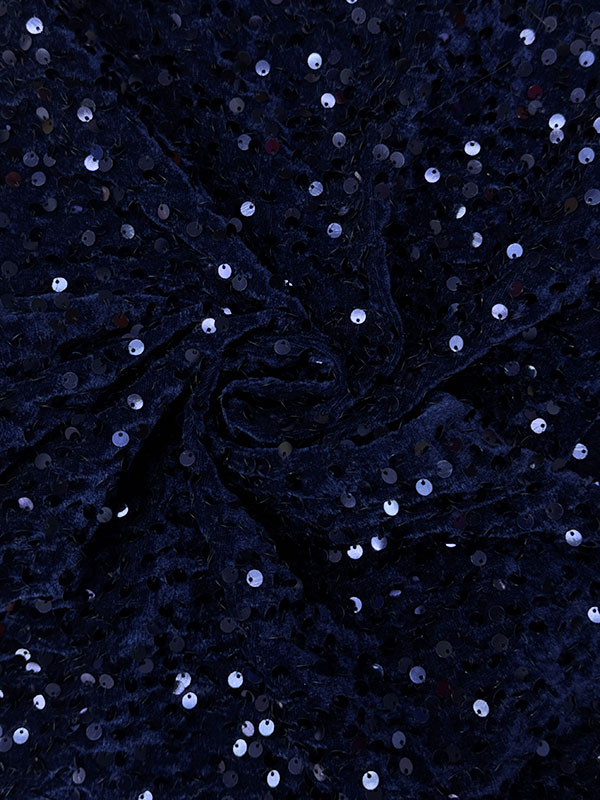 Бархат гладкий "Сапфировый синий" с пайетками