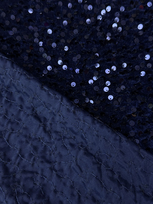 Бархат гладкий "Сапфировый синий" с пайетками