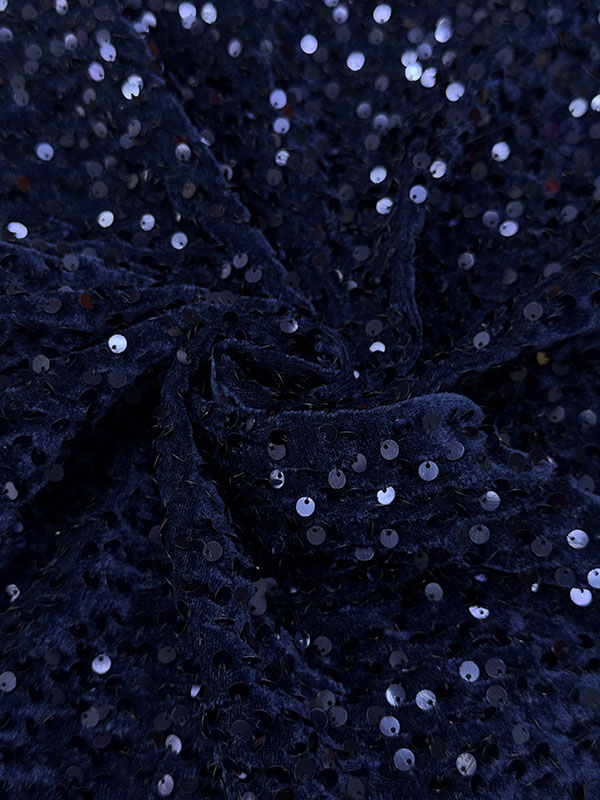 Бархат гладкий "Сапфировый синий" с пайетками