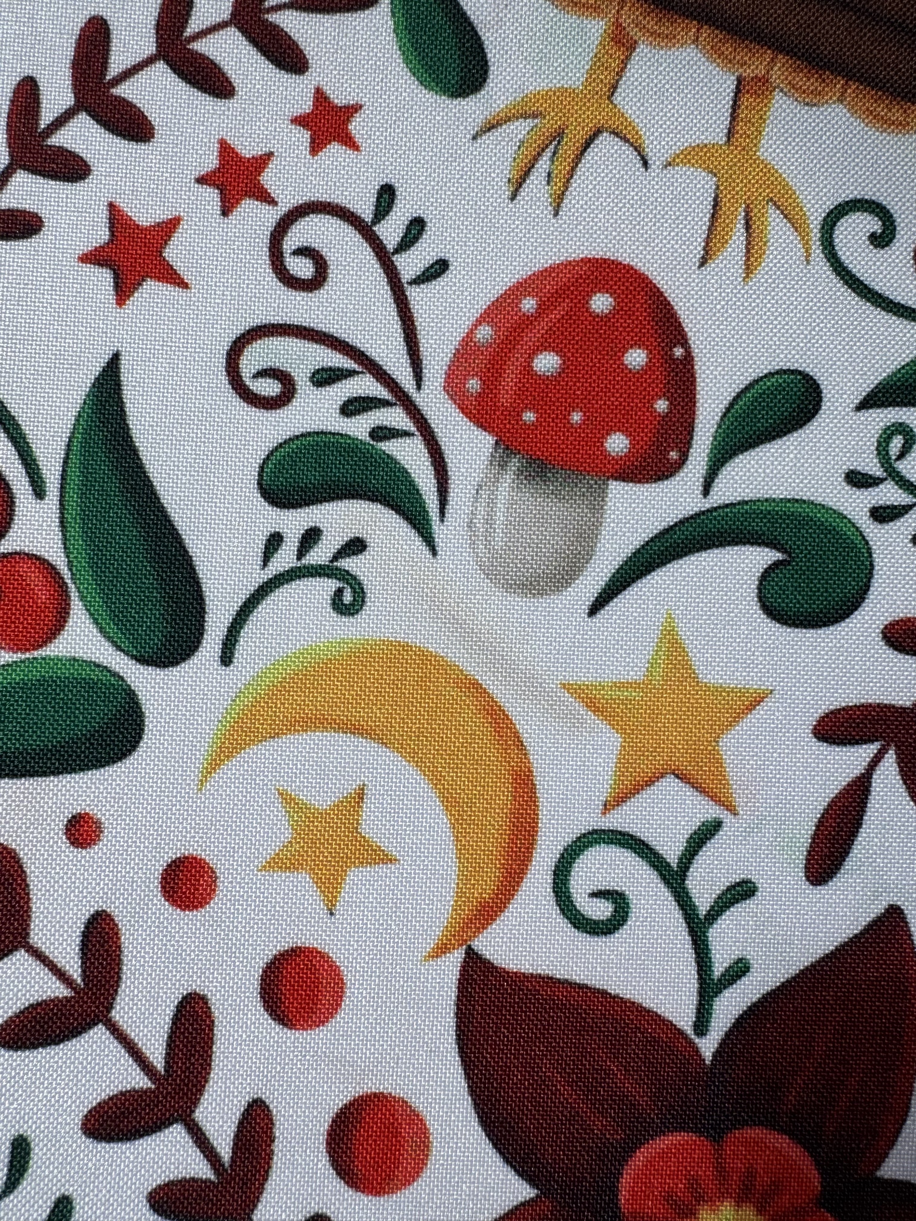 Габардин "Принт 8" баба Яга на белом