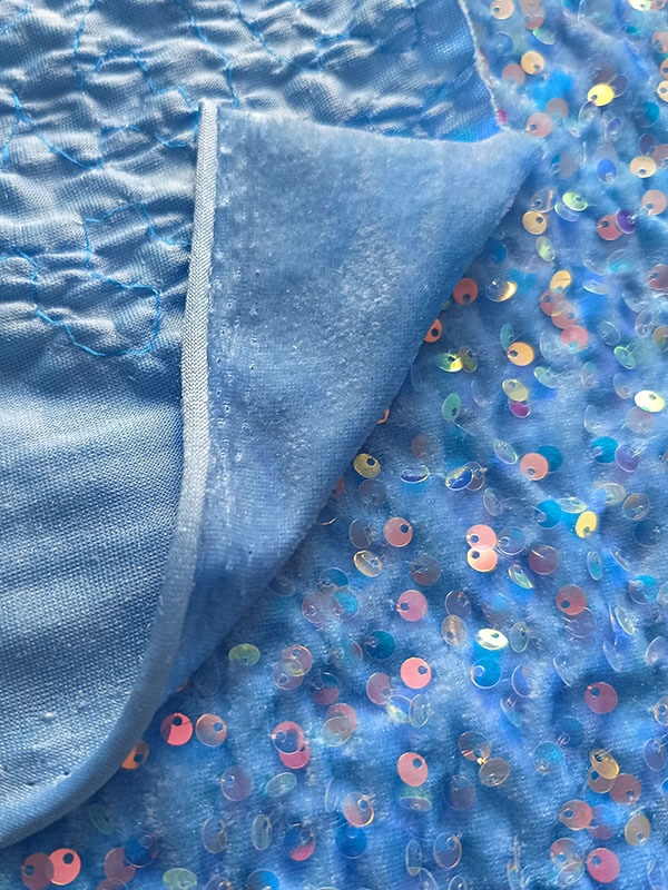 Бархат гладкий "Голубой" с перламутровыми пайетками