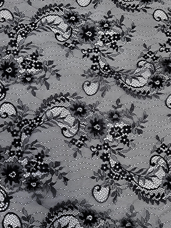 Кружево шантильи "Черный" узор 3 (купон 3 метра)