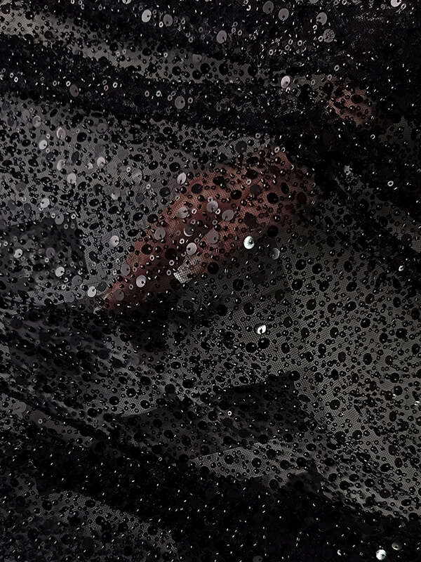 Сетка с пайетками и бисером Адель "Черный"