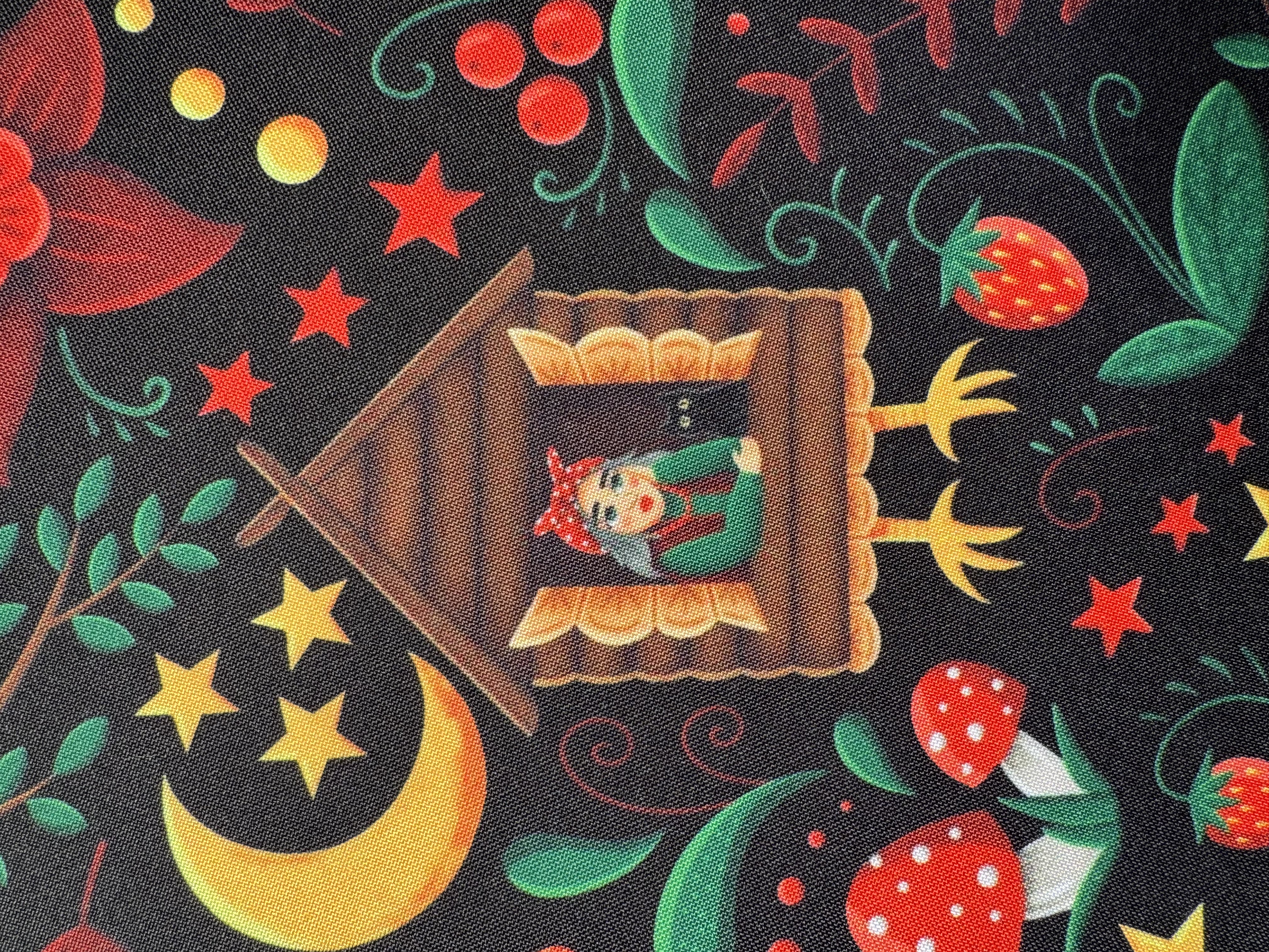 Габардин "Принт 9" баба Яга на черном