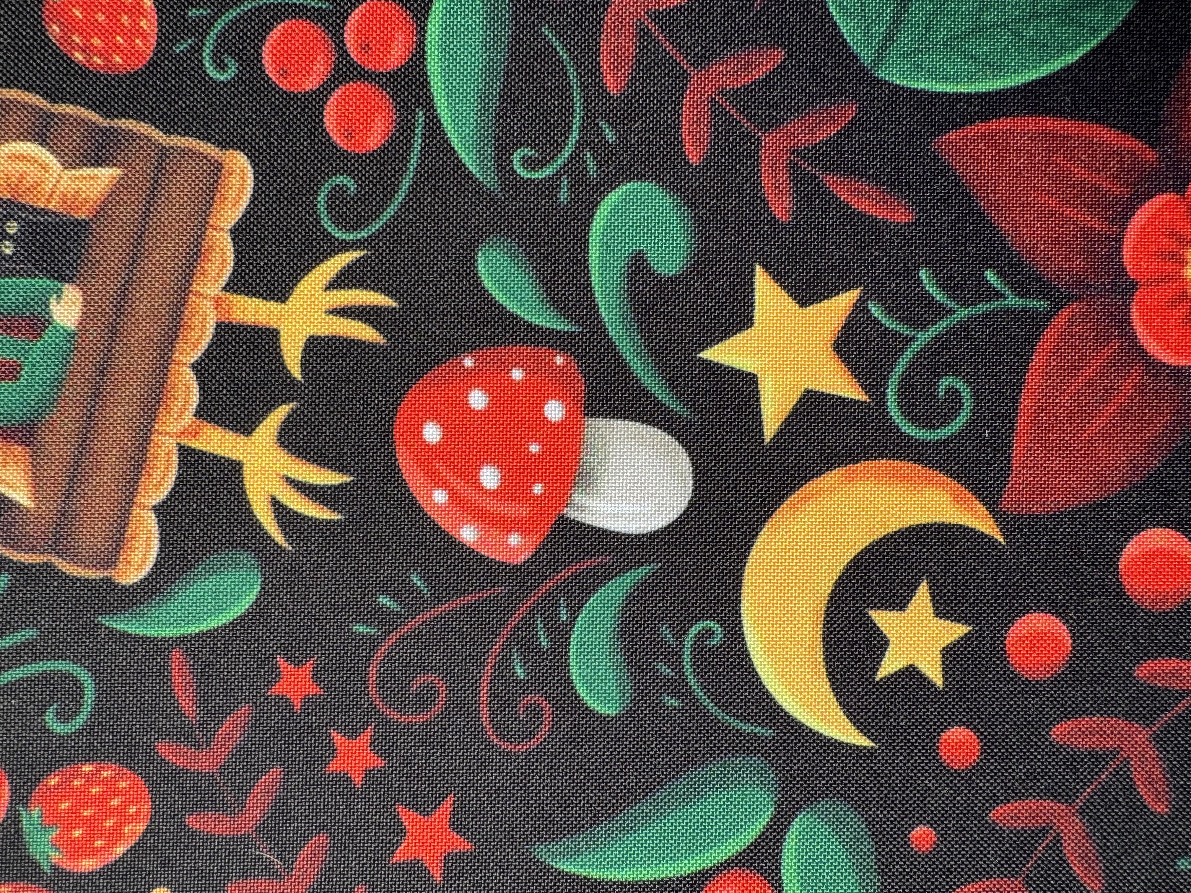 Габардин "Принт 9" баба Яга на черном