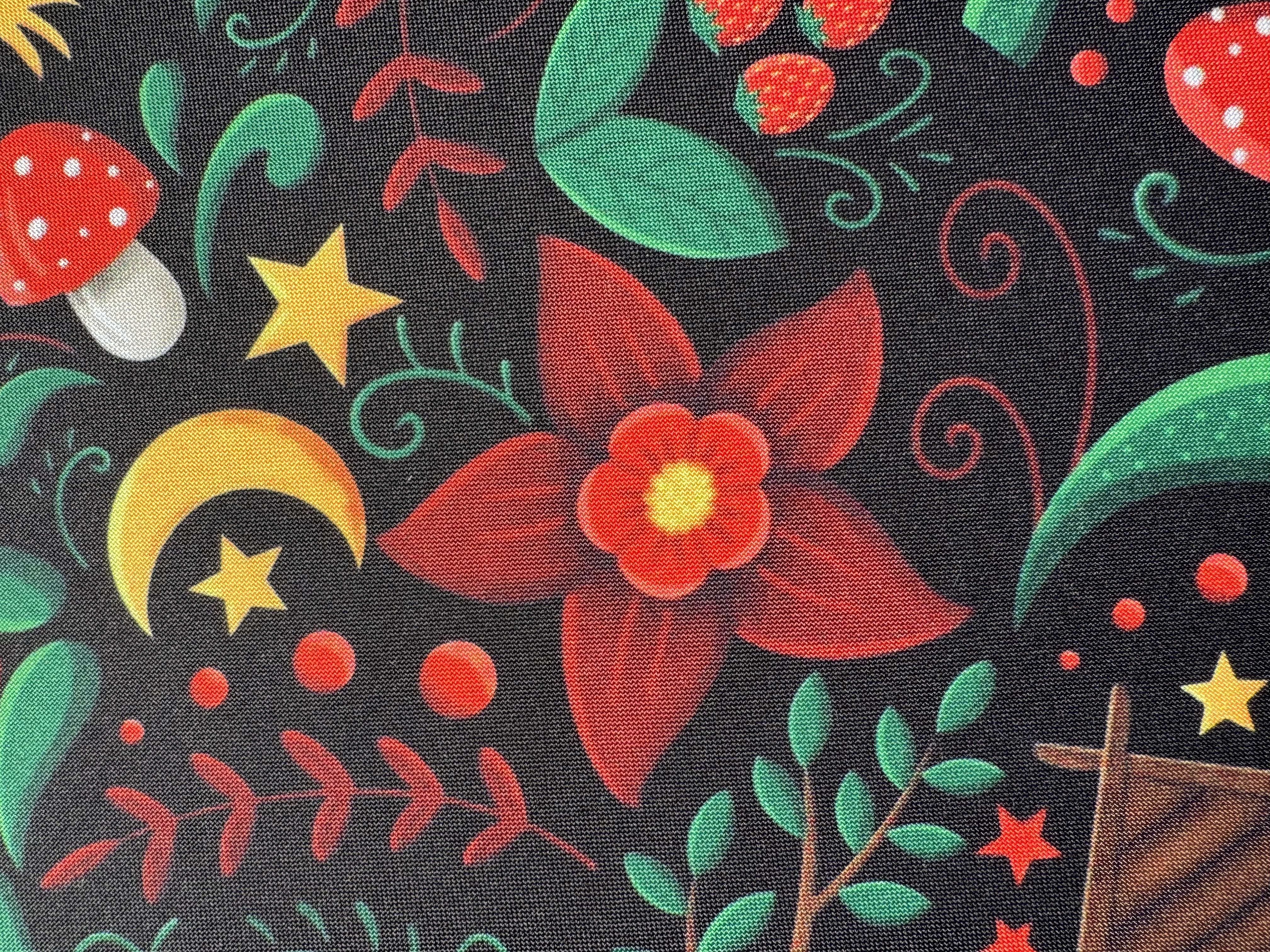 Габардин "Принт 9" баба Яга на черном