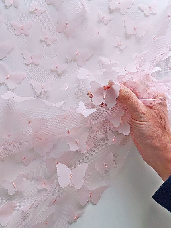 Сетка с 3D бабочками "Пудра"