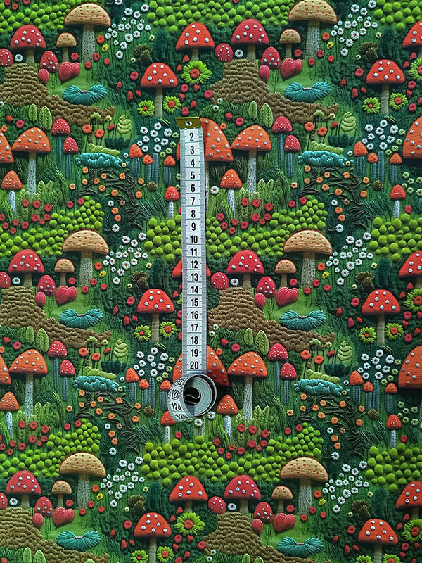 Хлопок с принтом "Грибы 5D"