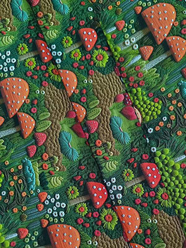 Хлопок с принтом "Грибы 5D"