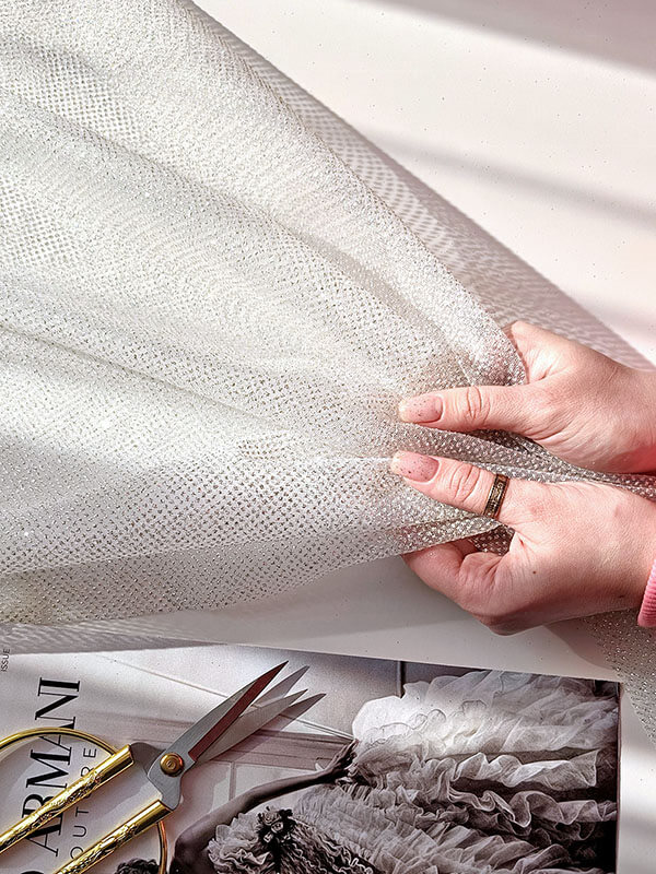 Фатин с глиттером "Молочный"