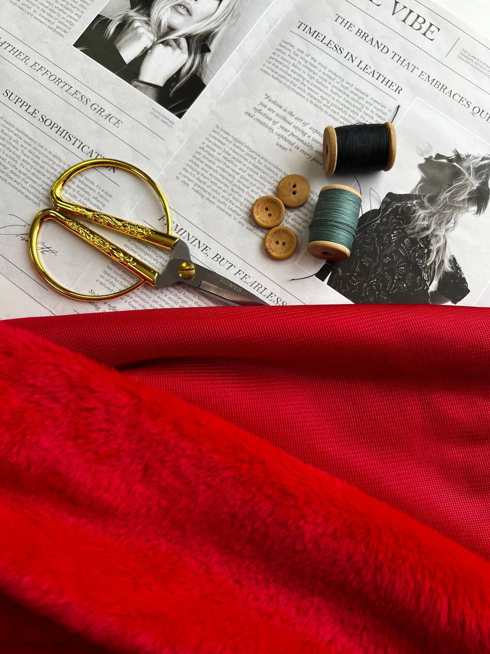 Мех искусственный "Красный"