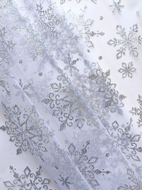 Фатин со снежинками "Серебро"