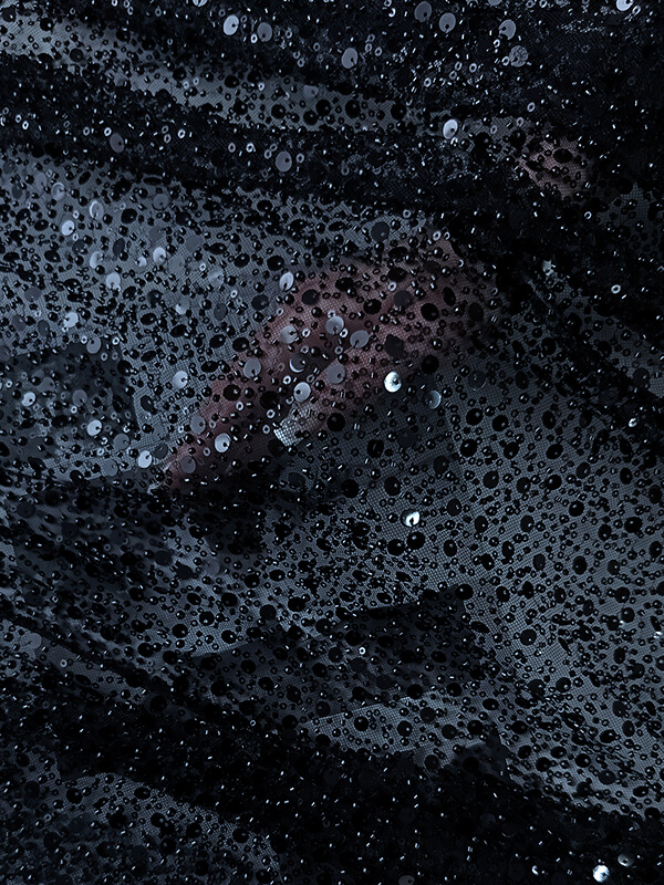 Сетка с пайетками и бисером Адель "Темно- синий"