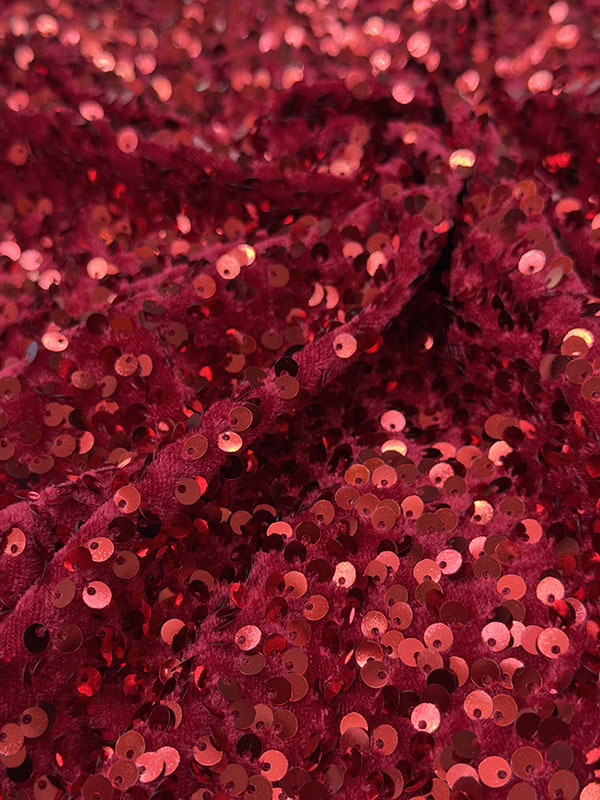 Бархат гладкий "Красный" с пайетками