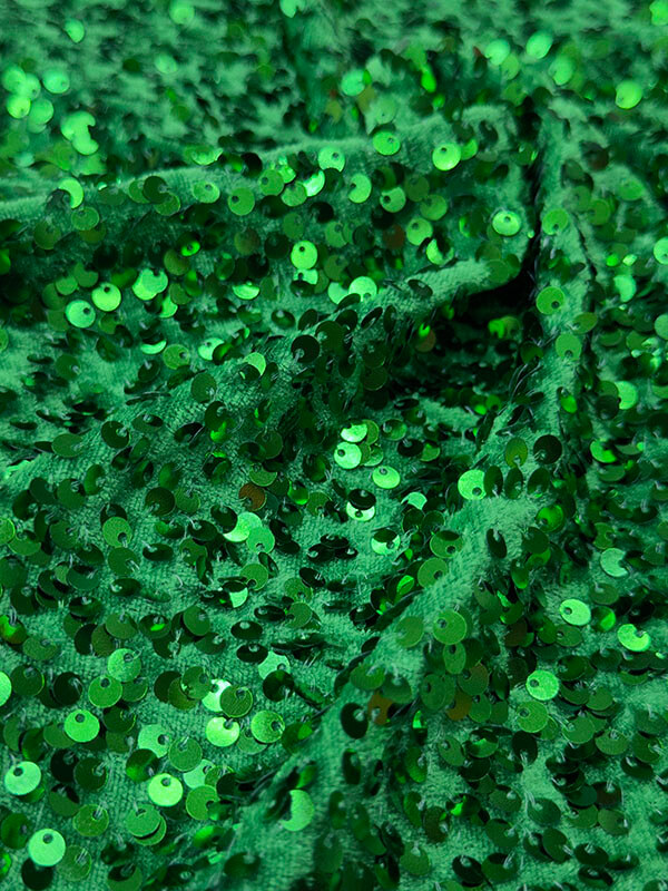 Бархат гладкий "Зеленый" с пайетками