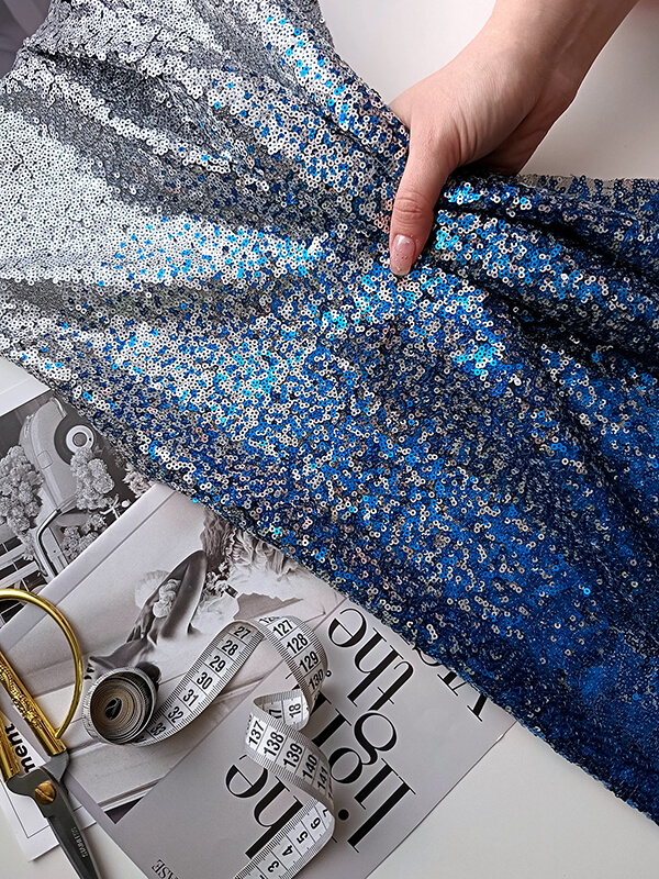 Пайетки Омбре Серебро с Синим