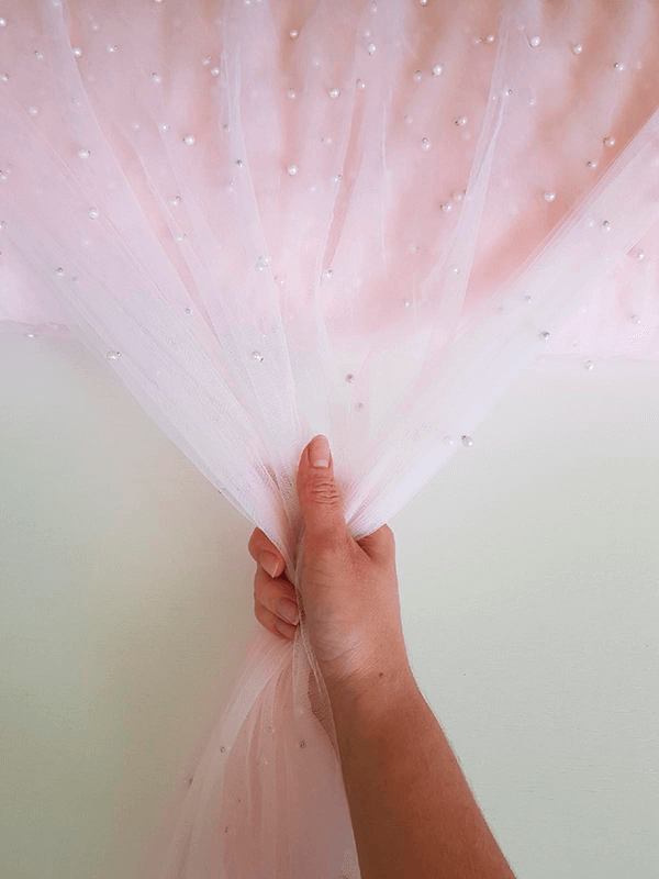 Фатин с бусинами "Бледно- розовый"