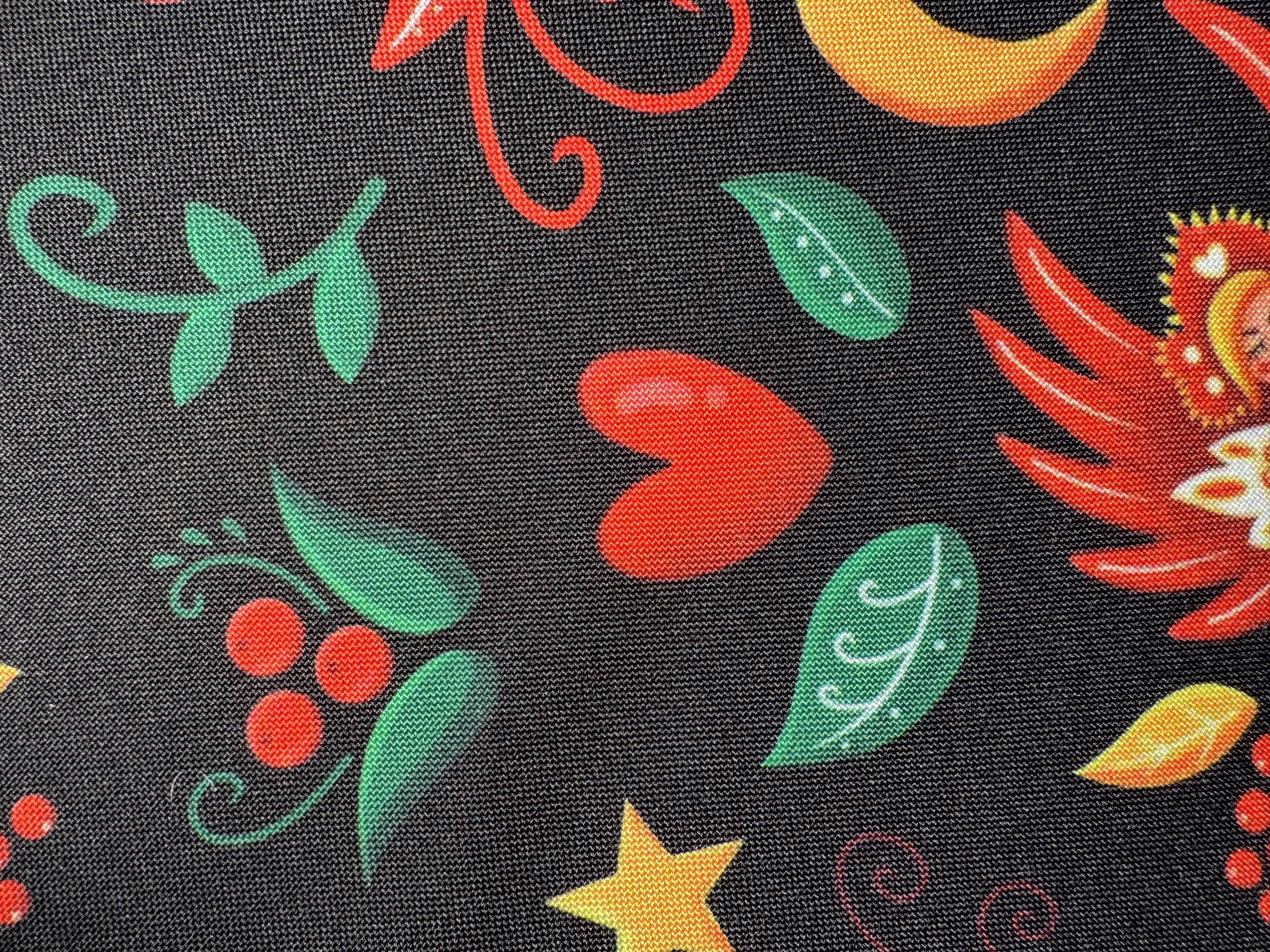 Габардин "Принт 11" птица на черном