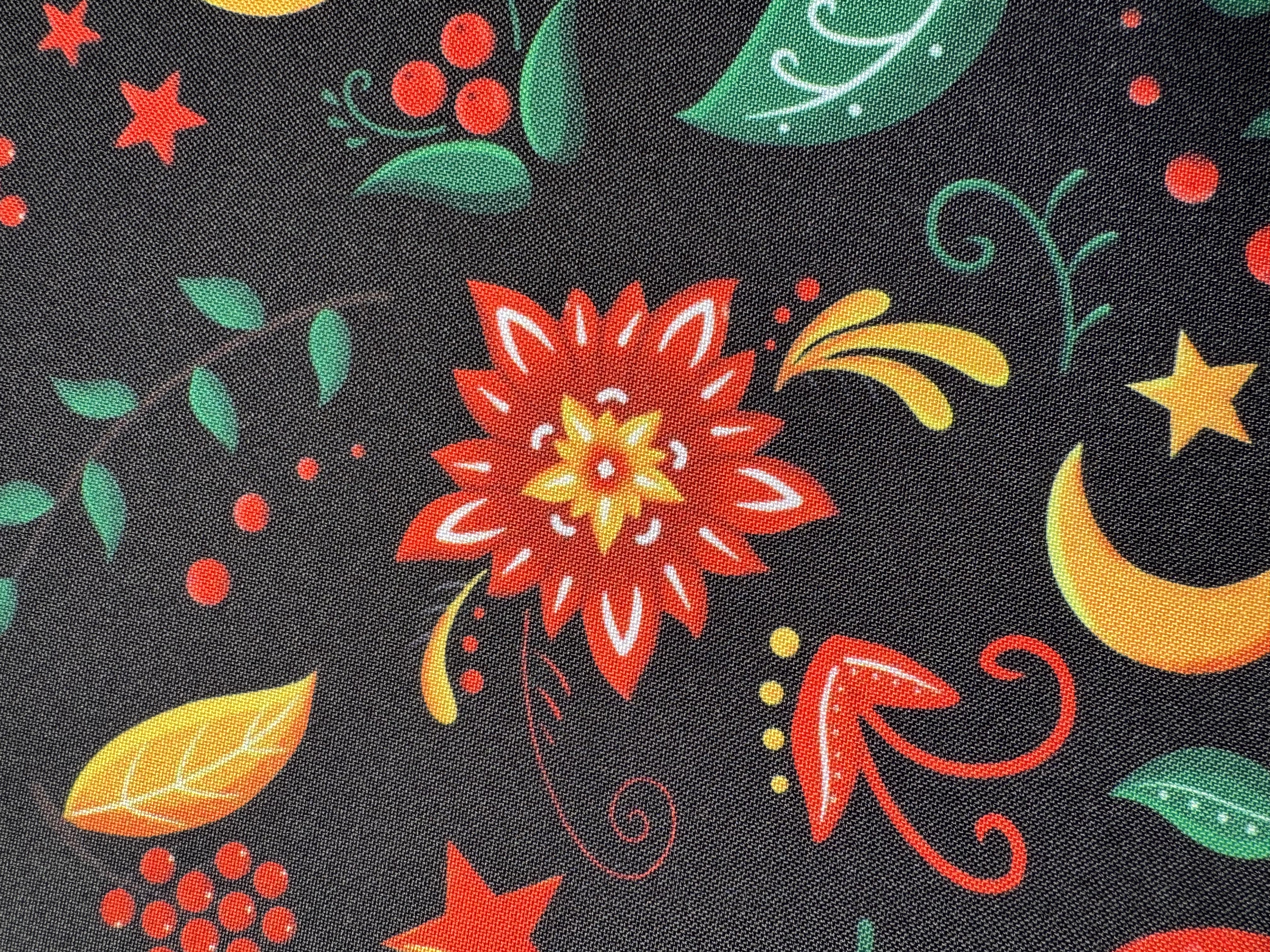 Габардин "Принт 11" птица на черном