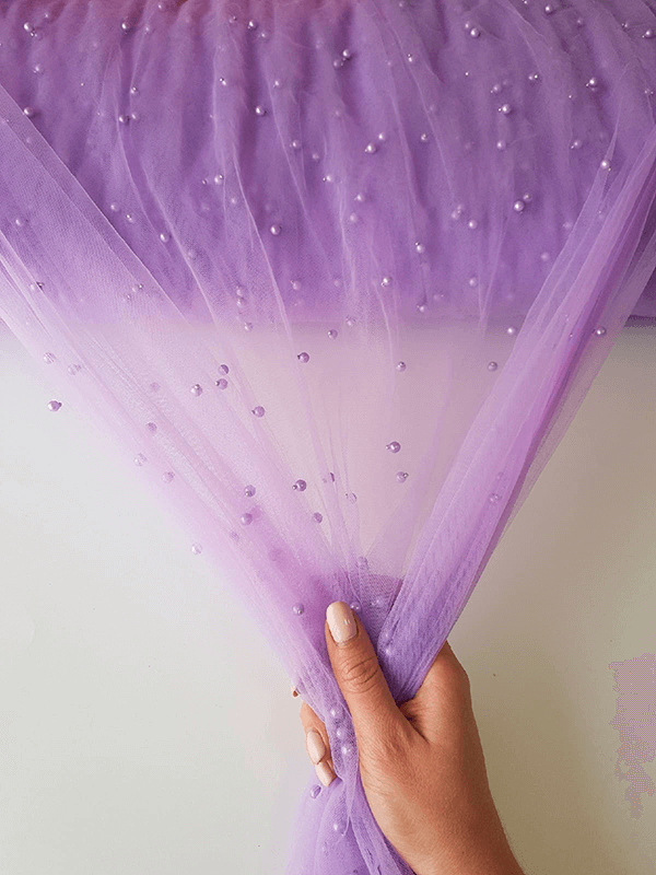 Фатин с бусинами "Очень светлый фиолетовый"