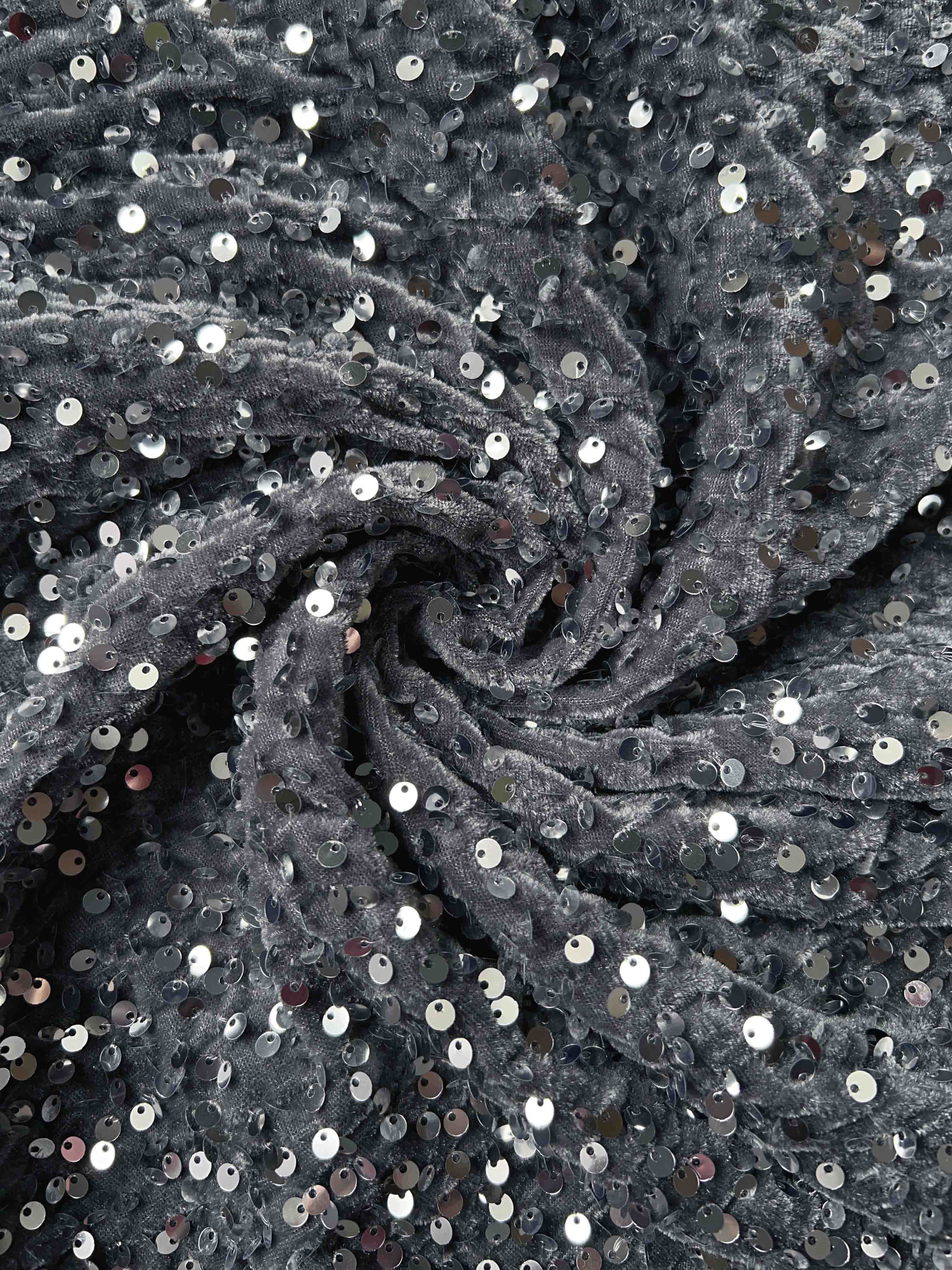 Бархат гладкий "Серый" с пайетками