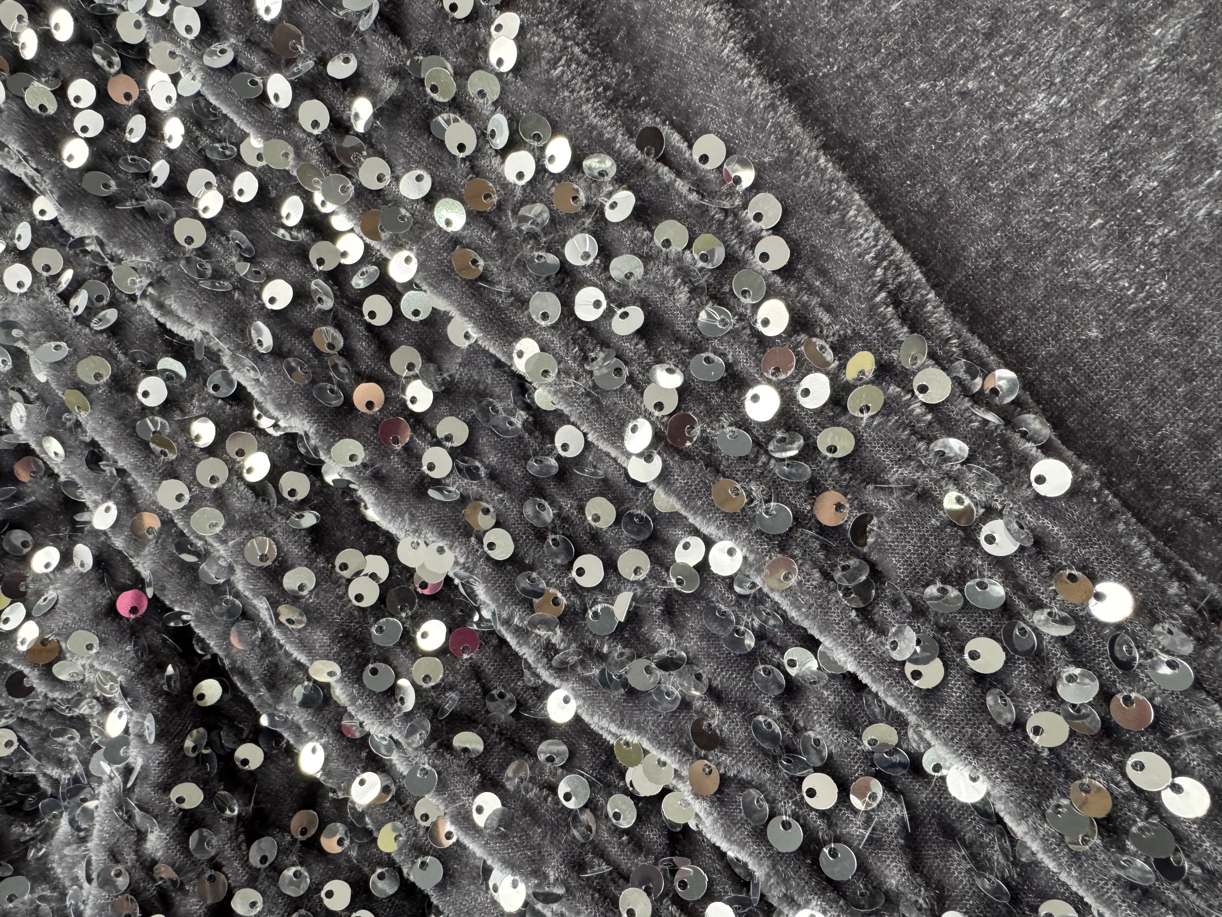 Бархат гладкий "Серый" с пайетками